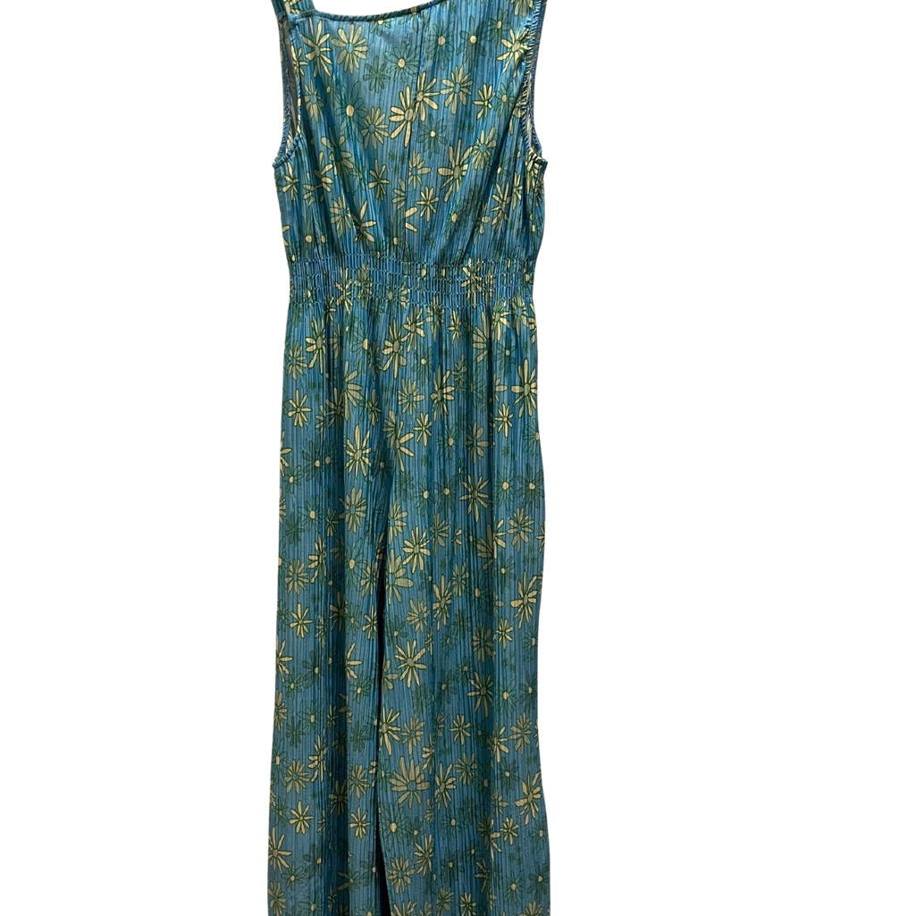 Floral Blue Sleeveless Asimetrical Shoulder Jumpsuit